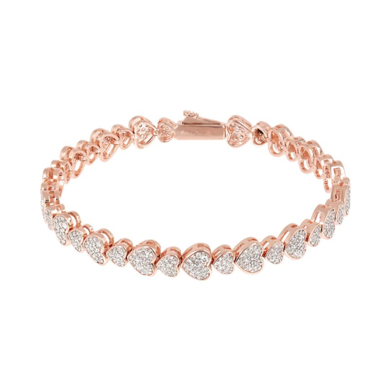 Bronzallure Bracciale Tennis con Cuori Pavé in Cubic Zirconia - WSBZ01471.W