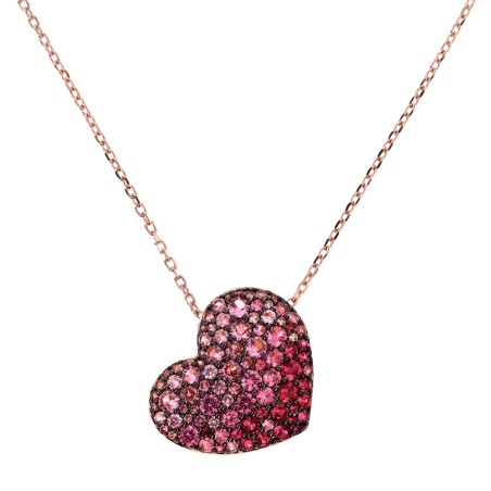 Bronzallure Collana Lunga con Pendente Cuore Pavé in Cubic Zirconia - WSBZ01200.ROSE