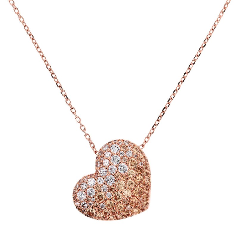 Bronzallure Collana Lunga con Pendente Cuore Pavé in Cubic Zirconia - WSBZ01200.CHAMP