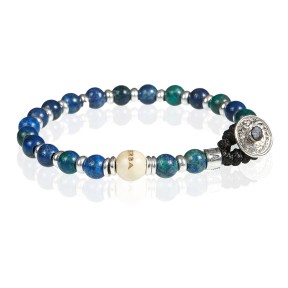 Gerba Bracciale Lab in pietra Lapis Argento blu mare uomo donna - 067