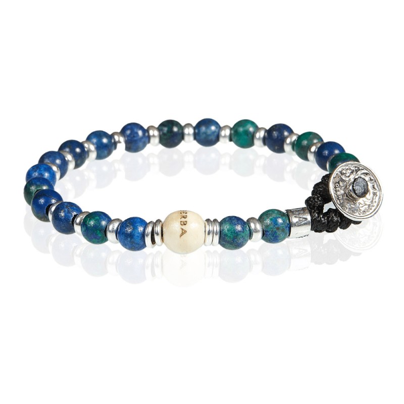 Gerba Bracciale Lab in pietra Lapis Argento blu mare uomo donna - 067