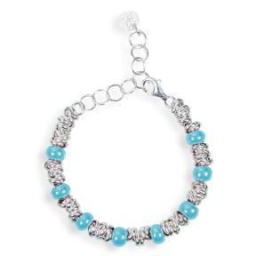 Gerba Bracciale Baby Bond Argento pietre in Ceramica celeste - bb02