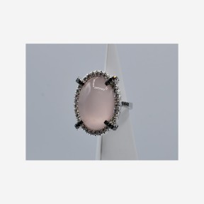 Anello Crivelli con Quarzo Rosa naturale e Diamanti black