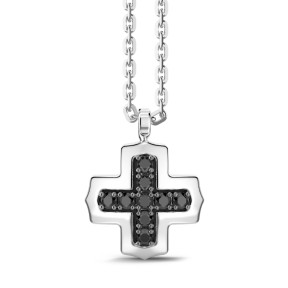 Gioielli: Collana croce uomo Zancan acciaio 316L PVD Nero EHC186