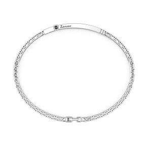 Bracciale Zancan in argento con targa e pietre nere. - EXB817