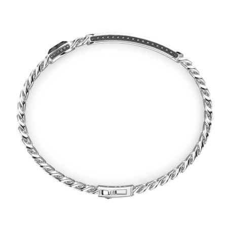 Bracciale grumette Zancan in argento con targa e pietra nera – EXB969