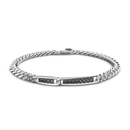 Bracciale grumetta Zancan in argento con pietre nere - ESB086