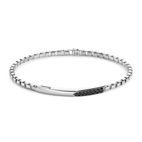 Bracciale Zancan in argento con targa e pietre nere - EXB820