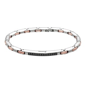 Bracciale Zancan in acciaio con pietre nere - EHB073