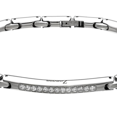 Zancan Bracciale Uomo Hi-Teck in acciaio e zaffiri bianchi - EHB075