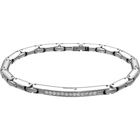 Zancan Bracciale Uomo Hi-Teck in acciaio e zaffiri bianchi - EHB075