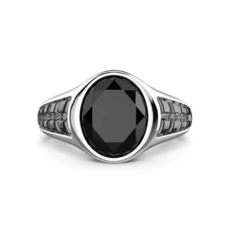 Anello chevalier Zancan in argento con pietra onice ovale - EXA214