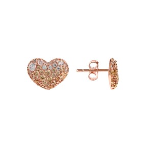 Orecchini Cuore a Lobo con Pavé in Cubic Zirconia - WSBZ01199.CHAMP