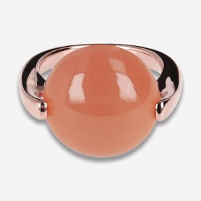 Bronzallure Anello Cabochon Pietra Naturale Calcedonio Rosa