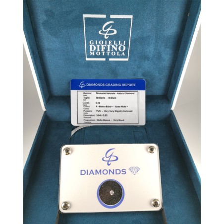 Diamante Naturale in Blister per carati 0.12 colore F purezza VVS - RIF: 0.12-F-VVS