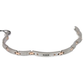 ZANCAN BRACCIALE UOMO IN ACCIAIO E ZIRCONI NERI - EHB317