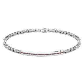 ZANCAN BRACCIALE IN ARGENTO CON TARGA E PIETRE MARRONI - EXB729-MA