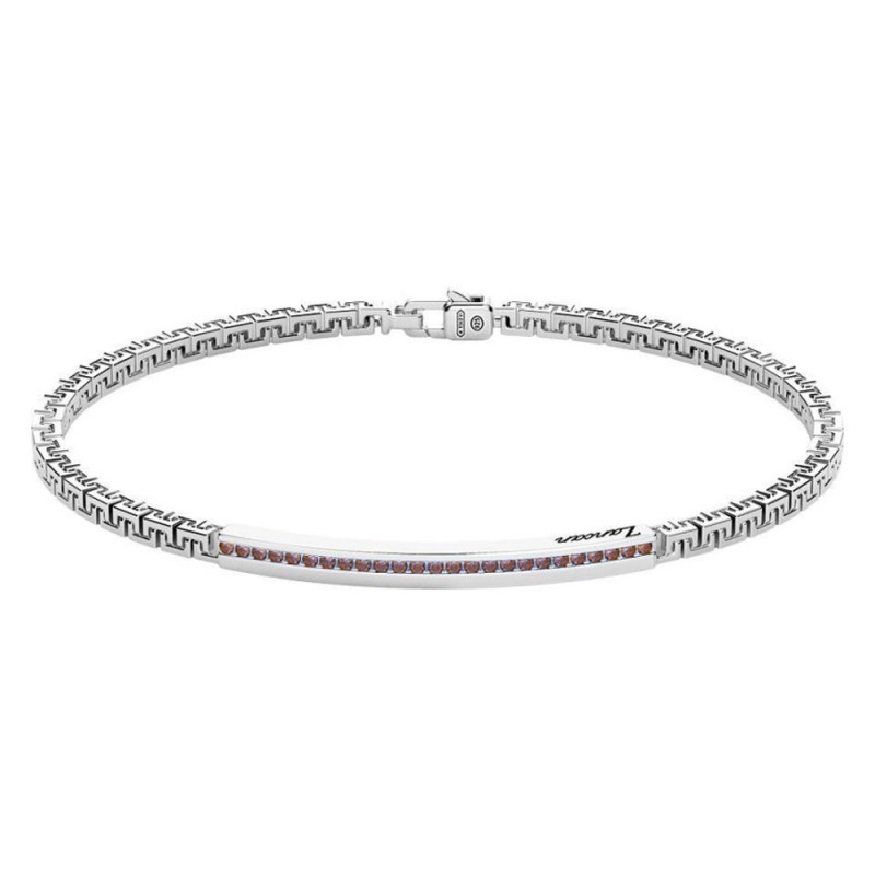 ZANCAN BRACCIALE IN ARGENTO CON TARGA E PIETRE MARRONI - EXB729-MA