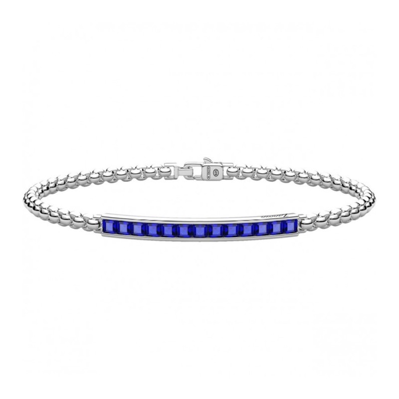 ZANCAN BRACCIALE UOMO IN ARGENTO CON SPINELLI BLU - ESB308-BL