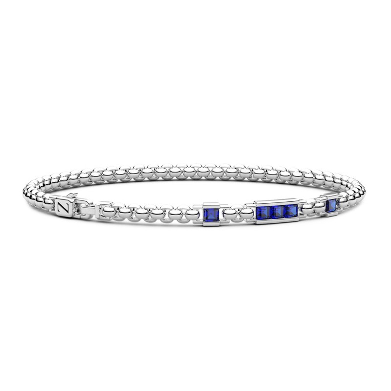 ZANCAN BRACCIALE DA UOMO IN ARGENTO E SPINELLI BLU - ESB311-BL