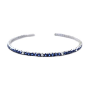 ZANCAN BRACCIALE UOMO TENNIS IN ARGENTO ZIRCONI BLU E BIANCHI - ESB123