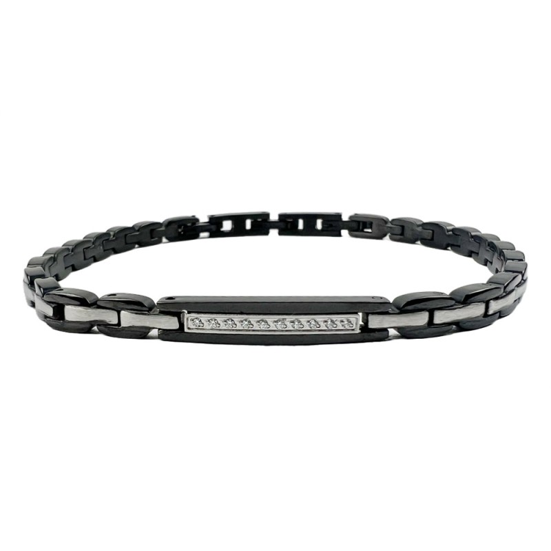 ZANCAN BRACCIALE DA UOMO IN ACCIAIO CON TARGA E ZIRCONI – UHB077