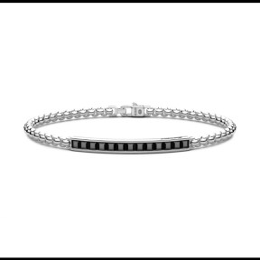 ZANCAN BRACCIALE UOMO IN ARGENTO CON PIETRE NERE - ESB308-NE