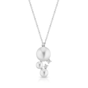 Collana con ciondolo 3 perle Edison Ø 3,5-7 mm e diamanti - CLPNFW2504