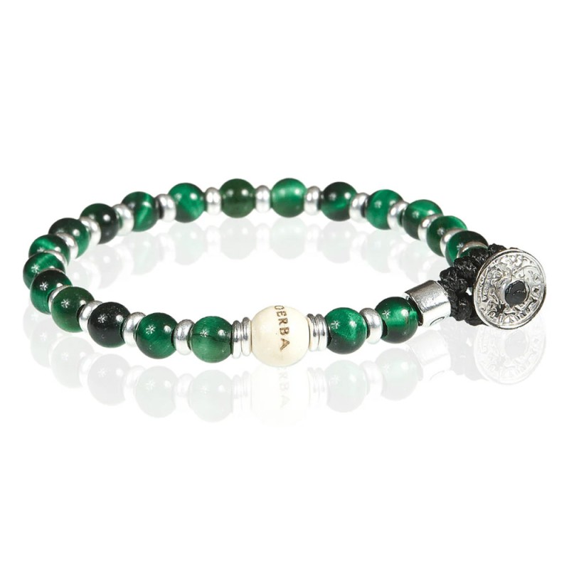 Gerba Bracciale LAB Occhio di Tigre verde Argento uomo donna – 065