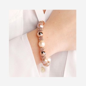 Bronzallure Bracciale Torchon con Perle