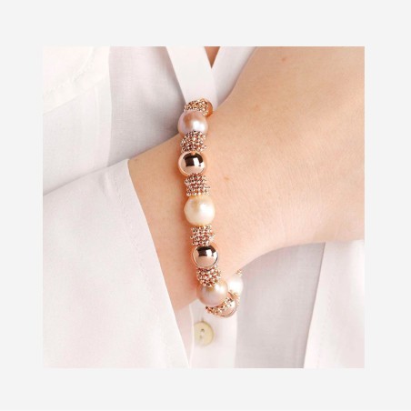 Bronzallure Bracciale Torchon con Perle